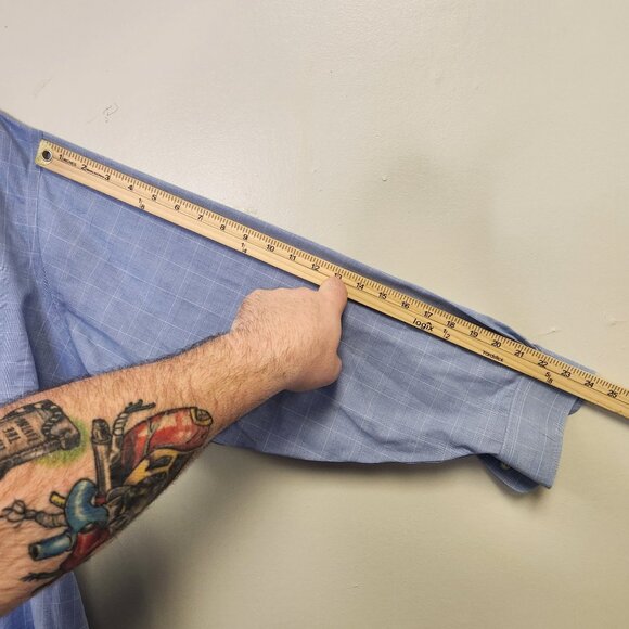 Mens Brooks Brothers Blue & White Checkered Button-Down Shirt 17.5 - Picture 6 of 9